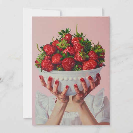 Überfließende Schüssel Erdbeeren Einladung (Vorderseite)
