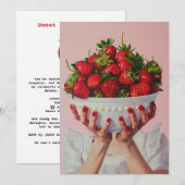 Überfließende Schüssel Erdbeeren Einladung (Vorne/Hinten)