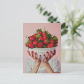 Überfließende Schüssel Erdbeeren Postkarte (Stehend Vorderseite)