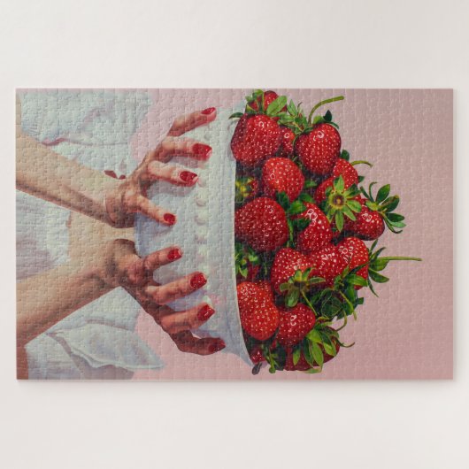 Überfließende Schüssel Erdbeeren Puzzle (Horizontal)