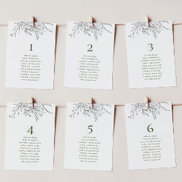 Überfließende Übersicht über die Hochzeitssitze vo Tischnummer