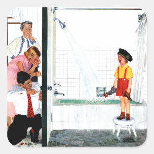 Überfließende Wanne Quadratischer Aufkleber