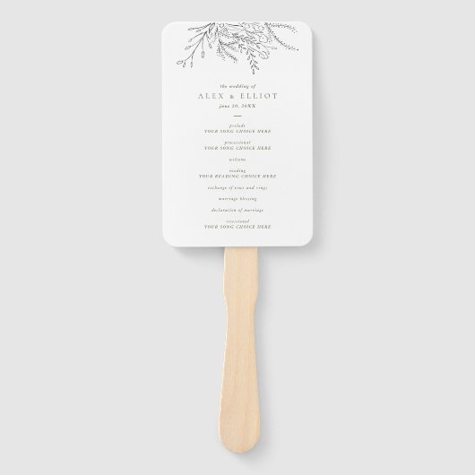 Überfließender Bouquet Wedding Program Hand Fan Fächer (Vorderseite)