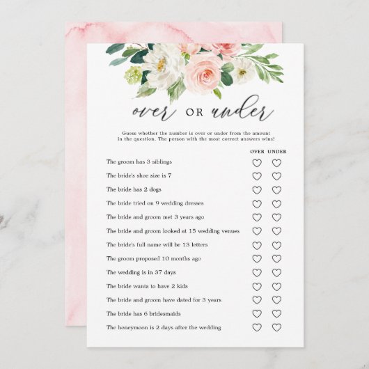 Überflorieren unter Brautparty-Spielkarten Einladung (Vorne/Hinten)