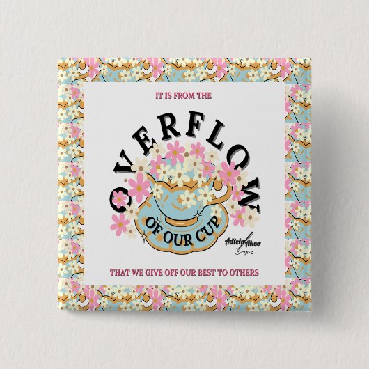 ÜBERFLOSSENER Blumentopf von Adiela Akoo Button (Vorderseite)