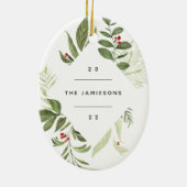 Überfluss botanisch | Elegantes geometrisches Foto Keramik Ornament (Hinten)