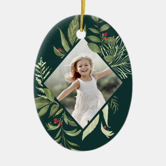 Überfluss botanisch | Elegantes geometrisches Foto Keramik Ornament (Vorne)