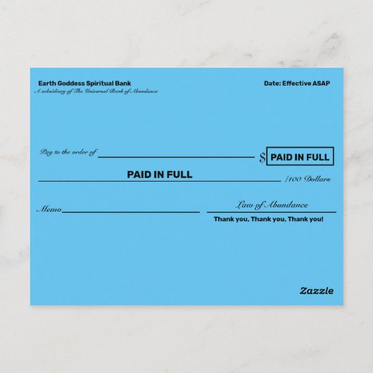 Überfluss-Karos für die Manifestation von Wohlstan Postkarte (Rückseite)