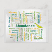 Überfluss Word Cloud Green Yellow Farben Postkarte (Vorderseite)