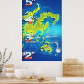 Überflutete Earth Map Growth Chart Poster (Küche)