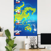 Überflutete Earth Map Growth Chart Poster (Heimbüro)