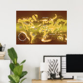 Überflutete Erdkarte Poster (Heimbüro)