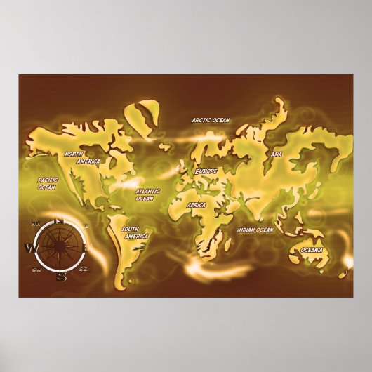 Überflutete Erdkarte Poster (Vorne)