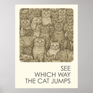 Überfüllte Katzen - Sprichwörter Poster