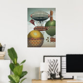 Überfüllte Reiseluftschiffe im Steampunk-Stil Poster (Heimbüro)