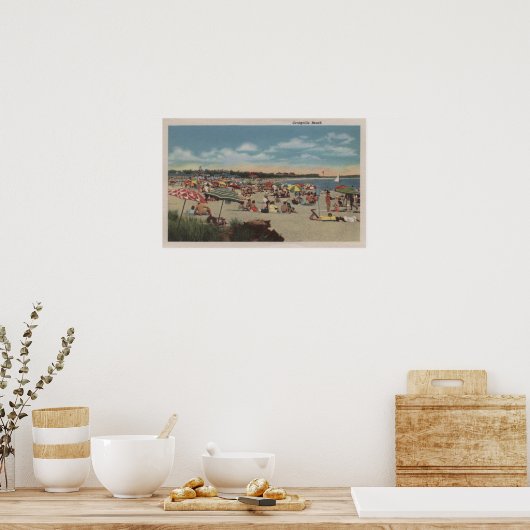 Überfüllte Strandlandschaft Poster (Küche)