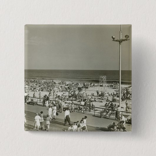 Überfüllter Strand Button (Vorderseite)