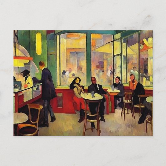 Überfülltes Café in Paris Postkarte (Vorderseite)