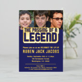 Übergabe einer Legende Beerdigung Foto blauer Gede Folieneinladung (Stehend vorne)