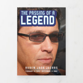 Übergabe einer Legende Beerdigungsdienst blau Dreifach-gefaltete Programmkarte