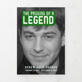 Übergabe einer Legende Begräbnisdienst grün 12 Fot Dreifach-gefaltete Programmkarte