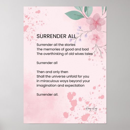 Übergabe - Motivierend Ermächtigungsgedicht Poster (Vorne)