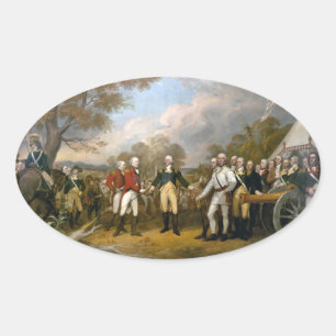 Übergabe von General Burgoyne - 1822 Ovaler Aufkleber