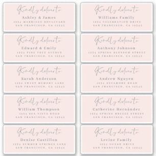 Übergeben an schicke Script Pink Wedding Guest Add Aufkleber