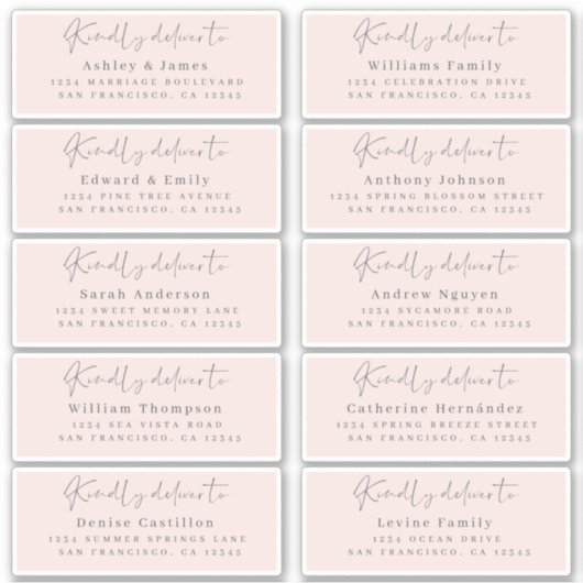 Übergeben an schicke Script Pink Wedding Guest Add Aufkleber (Vorderseite)