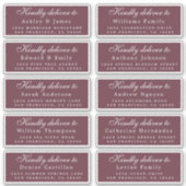 Übergeben an Script-Gästebuchadresse Burgundy Labe Aufkleber (Vorderseite)