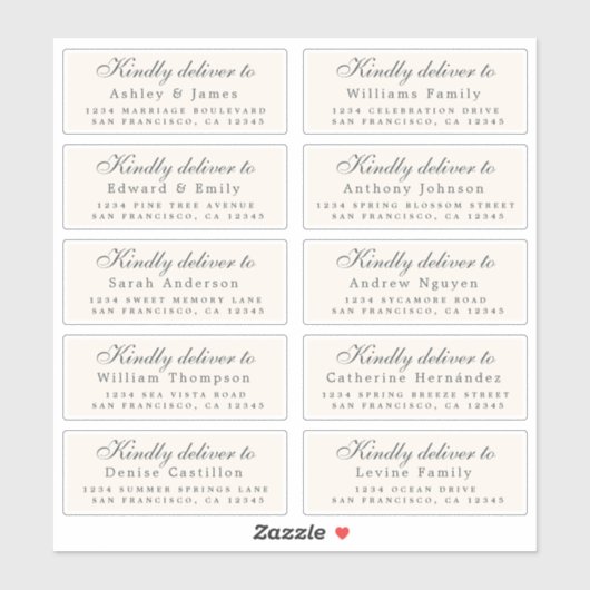 Übergeben an Skriptgastadresse Ivory Labels (Blatt)