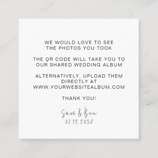 Übergeben der Liebe Scan QR Code-Hochzeitstabelle Begleitkarte (Rückseite)