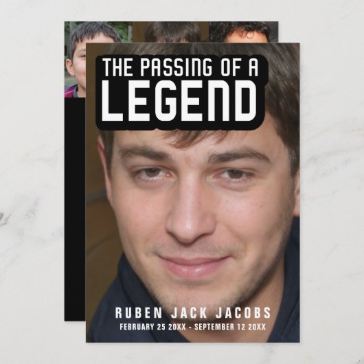 Übergeben einer Legende Beerdigung Foto-Vorlage la Ankündigung (Vorne/Hinten)