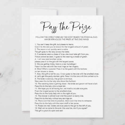 Übergeben Sie das Brautparty des Preises Einladung (Vorderseite)