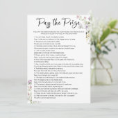 Übergeben Sie das Brautparty Wildblume Game Einladung (Stehend Vorderseite)