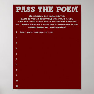 Übergeben Sie das Poem Wedding-Spiel Poster