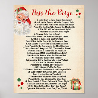 Übergeben Sie das Preisgedicht Christmas Game Sign Poster