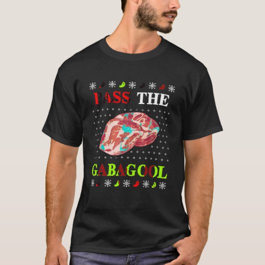 Übergeben Sie Gabagool Tacky Ugly Weihnachtssüßer T-Shirt (Vorderseite)