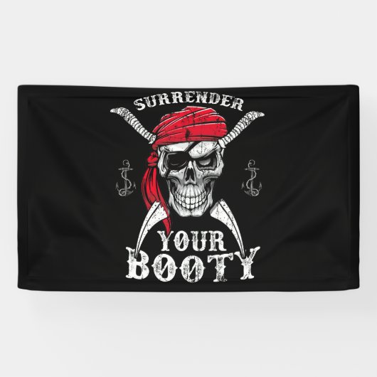 Übergeben Sie Ihren Hintern Pirate Skull Funny Jol Banner (Horizontal)
