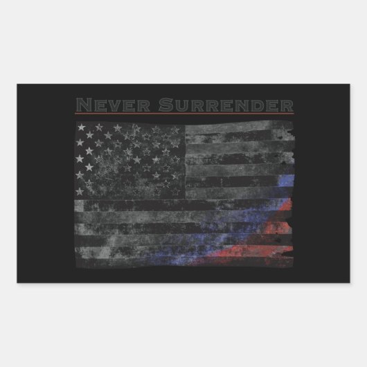 Übergeben Sie nie die schwarze amerikanische Flagg Rechteckiger Aufkleber (Vorderseite)