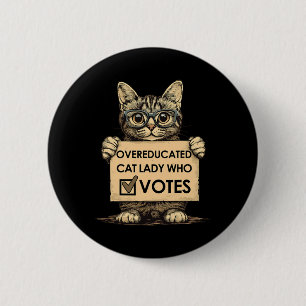 Übergebildete Katzen-Lady, die wählt Button