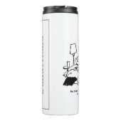 Übergewicht Untauglich Übergewichtige Mann versuch Thermosbecher (Rückseite)