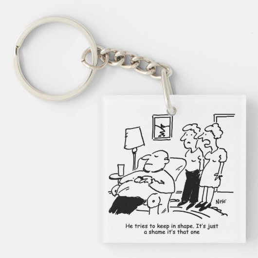 Übergewichtig Untauglich Übergewichtiger Mann Beha Schlüsselanhänger (Vorderseite)