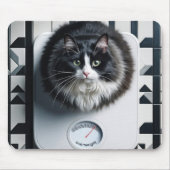 Übergewichtige Tuxedo Katze auf einer Skala Mousepad (Vorne)