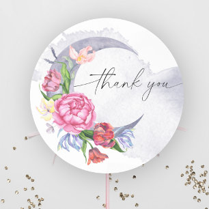 Überglücklich Blumen Baby Shower Danke Runder Aufkleber