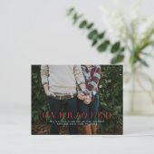 Überglücktes Rot Save the Date Foto Postkarte (Stehend Vorderseite)