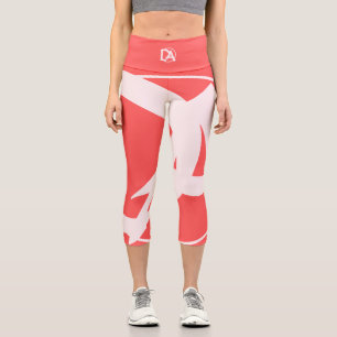 Übergroße Initialen in Rosé und Rot Capri Leggings