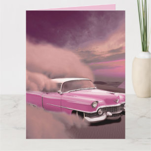 ÜBERGROßE RETRO-PINK-CADDY-GRUßKARTEN KARTE