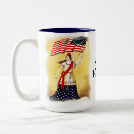 "Überhaupt aufmerksames" Vintages patriotisches Zweifarbige Tasse