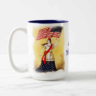 "Überhaupt aufmerksames" Vintages patriotisches Zweifarbige Tasse